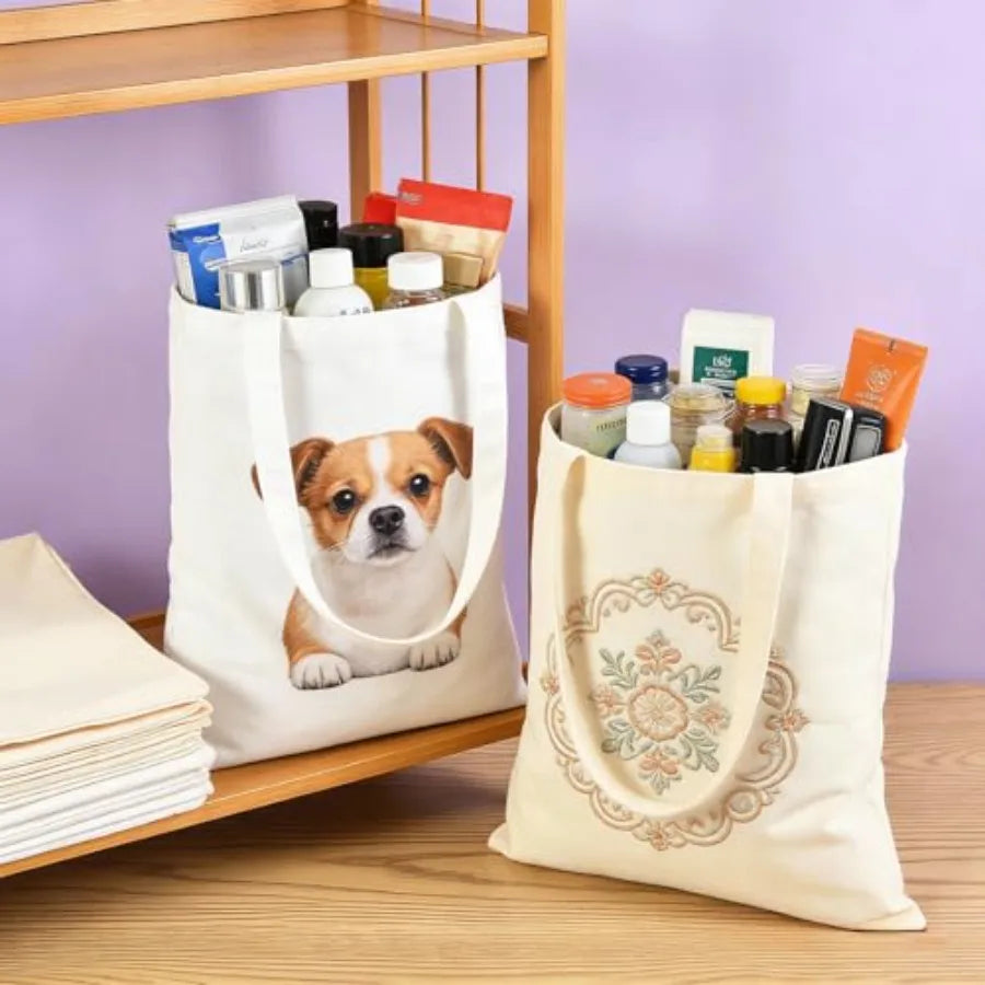 60 Pcs Sublimation Blank Tote Bags Bulk Reusable Grocery Bags DIY Heat Transfer Canvas Tote Bag Personalized Gifts for Women Me